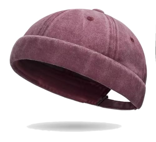 Van Der Rich ® - Cap Reiner Baumwoll Hat Docker Verwaschen Verstellbare Kappe - Herren (Bordeaux) von Van Der Rich