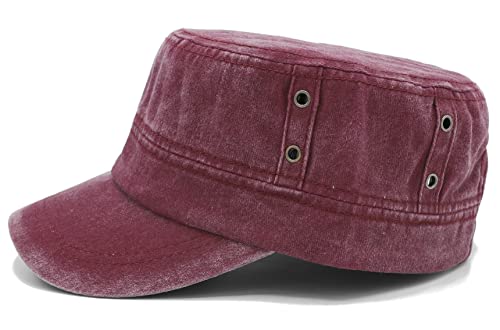 Van Der Rich ® - Cap Vintage Army Military Cap Gewaschener 100% Baumwolle - Dammen-Herren (Bordeaux, One Size) von Van Der Rich