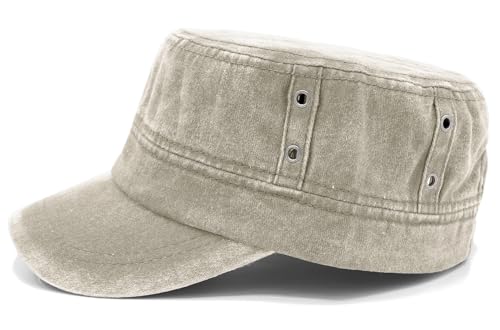 Van Der Rich ® - Cap Vintage Army Military Cap Gewaschener 100% Baumwolle - Dammen-Herren (Dunkelbeige, One Size) von Van Der Rich