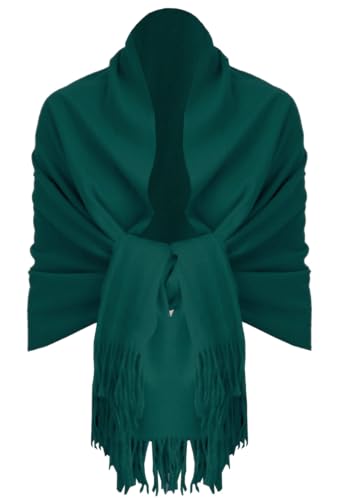 Van Der Rich ® - Eleganter einfarbiger Schal aus Wolle mit Fransen Warm und weich - Damen (Uni Tannen) von Van Der Rich