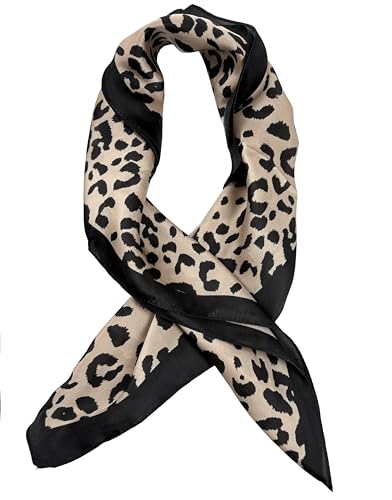 Van Der Rich ® - Elegantes Halstuch mit Seidensatin-Effekt Quadratisches Halstuch - Damen (KamelLeo) von Van Der Rich