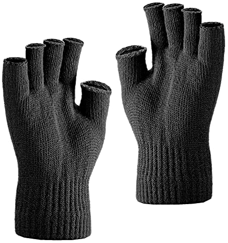 Van Der Rich ® - Halbfinger Handschuhe Winter Strickhandschuhe - Damen/Herren (Schwarz) von Van Der Rich