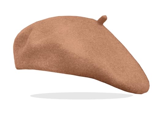 Van Der Rich ® - Klassischer französischer Baretthut Barett Wolle - Damen (Champagne, One Size) von Van Der Rich