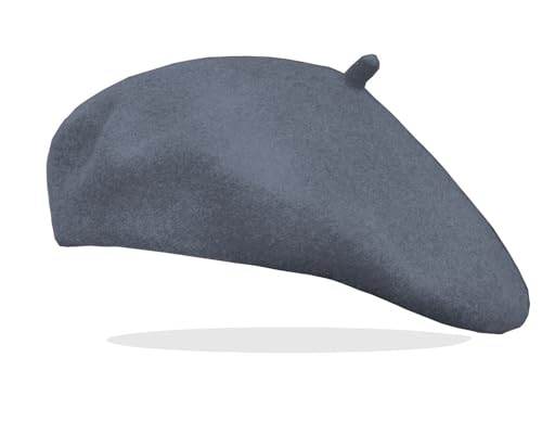 Van Der Rich ® - Klassischer französischer Baretthut Barett Wolle - Damen (GrauBlau, One Size) von Van Der Rich