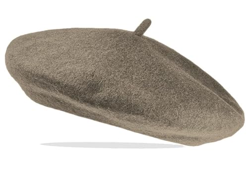 Van Der Rich ® - Klassischer französischer Baretthut Barett Wolle - Damen (Mittelbraun, One Size) von Van Der Rich