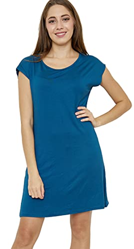 Van Der Rich ® - Kleid aus Leichtem Stoff Knielanges Kleid Lässiges - Damen (Entenblau, L-XL) von Van Der Rich