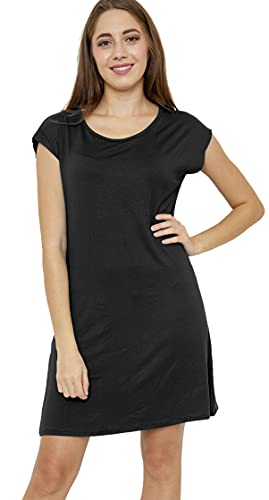 Van Der Rich ® - Kleid aus Leichtem Stoff Knielanges Kleid Lässiges - Damen (Schwarz, M-L) von Van Der Rich