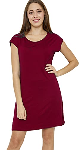 Van Der Rich ® - Kleid aus Leichtem Stoff Knielanges Kleid Lässiges - Damen (Bordeaux, M-L) von Van Der Rich