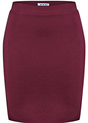 Van Der Rich ® - Kurzer, Enger Rock Gummizug in der Taille - Damen (Bordeaux, L-XL) von Van Der Rich