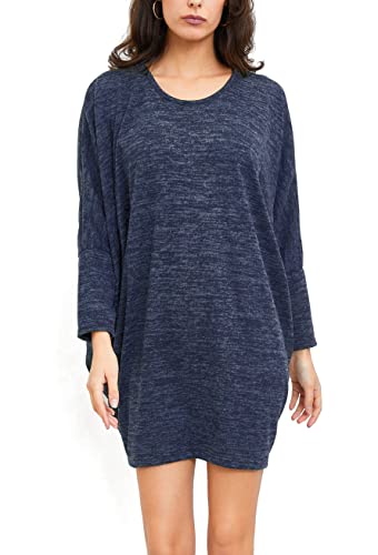 Van Der Rich ® - Longpullover Tunika Kleid im Oversize-Stil Einheitsgröße - Damen (Marine, One Size) von Van Der Rich