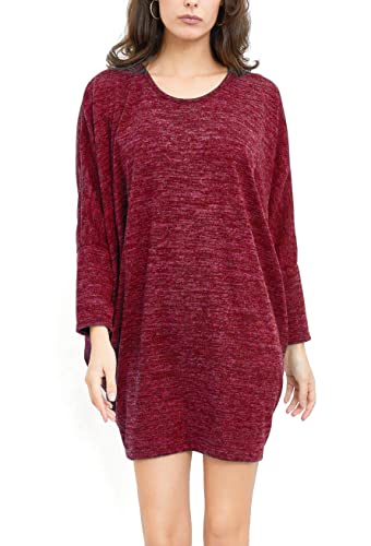 Van Der Rich ® - Longpullover Tunika Kleid im Oversize-Stil Einheitsgröße - Damen (Rot, One Size) von Van Der Rich