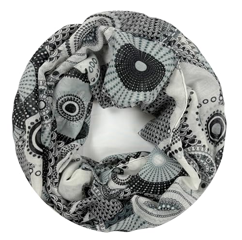 Van Der Rich ® - Loop Schal mit Muster Schlauchschal Halstuch - Damen (18-Schwarz) von Van Der Rich