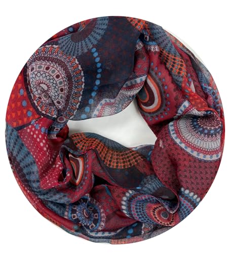 Van Der Rich ® - Loop Schal mit Muster Schlauchschal Halstuch - Damen (23-Rot) von Van Der Rich