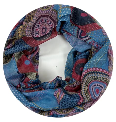 Van Der Rich ® - Loop Schal mit Muster Schlauchschal Halstuch - Damen (24-Rot-Blau) von Van Der Rich