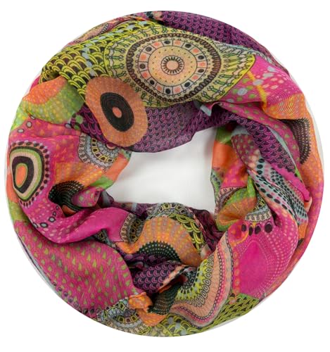 Van Der Rich ® - Loop Schal mit Muster Schlauchschal Halstuch - Damen (6-Fuchsia) von Van Der Rich