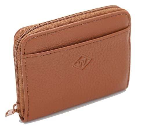 Van Der Rich ® - Minigeldbörse Leder mit Schlüsselanhänger - Damen (Cognac) von Van Der Rich