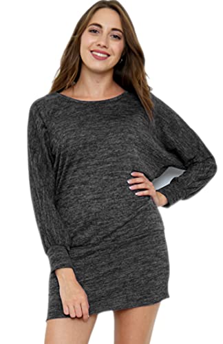 Van Der Rich ® - Minikleid Pullover im Oversize-Stil mit Fledermausärmeln - Damen (Schwarz, M-L) von Van Der Rich