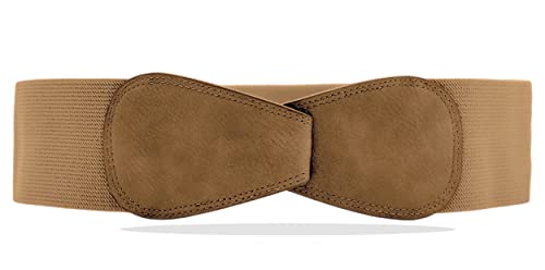 Van Der Rich ® - Obi Gürtel Elastisch Dehnbar Breite 7 cm - Damen (Hellkamel, One Size) von Van Der Rich