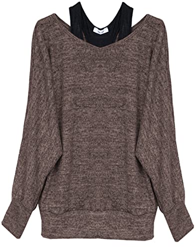 Van Der Rich ® - Oversize Oberteile Tshirt/Pullover (2 Stück) - Damen (XXL, Chocolate Pullover) von Van Der Rich