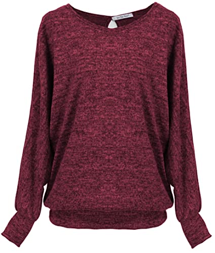 Van Der Rich ® - Oversize-Pullover mit durchlöchertem Rücken - Damen (Pullover Bordeaux, M) von Van Der Rich