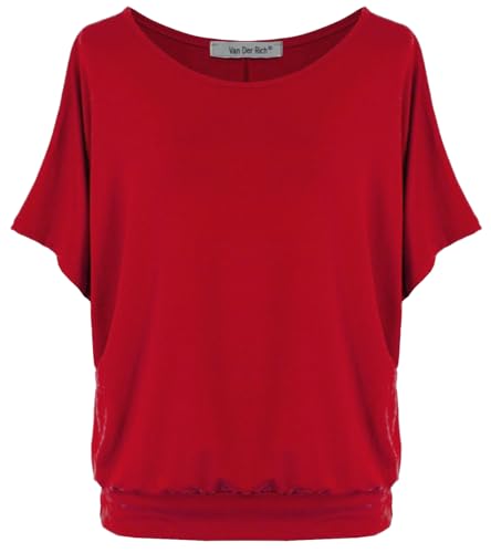 Van Der Rich ® - Oversize T-Shirt mit Fledermausärme - Damen(Rot, L) von Van Der Rich