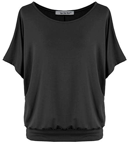 Van Der Rich ® - Oversize T-Shirt mit Fledermausärme - Damen(Schwarz, L) von Van Der Rich