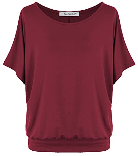 Van Der Rich ® - Oversize T-Shirt mit Fledermausärme - Damen(Bordeaux, L) von Van Der Rich