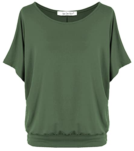 Van Der Rich ® - Oversize T-Shirt mit Fledermausärme - Damen(Khaki, L) von Van Der Rich