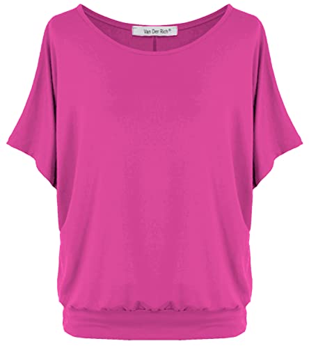 Van Der Rich ® - Oversize T-Shirt mit Fledermausärme - Damen(Fuchsia, XL) von Van Der Rich