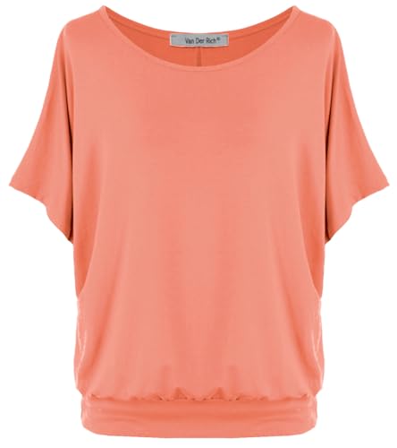 Van Der Rich ® - Oversize T-Shirt mit Fledermausärme - Damen(Orange, L) von Van Der Rich