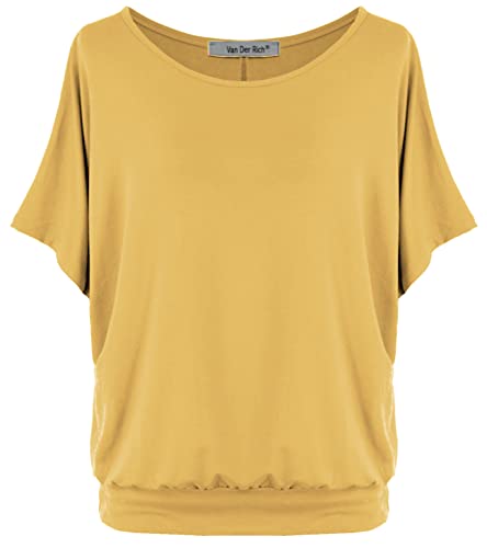 Van Der Rich ® - Oversize T-Shirt mit Fledermausärme - Damen(Senf, M) von Van Der Rich