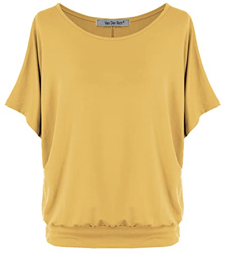 Van Der Rich ® - Oversize T-Shirt mit Fledermausärme - Damen(Senf, XXL) von Van Der Rich