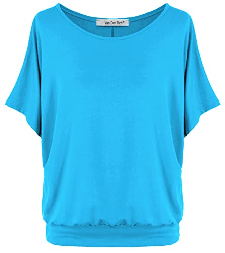 Van Der Rich ® - Oversize T-Shirt mit Fledermausärme - Damen(Türkis, L) von Van Der Rich