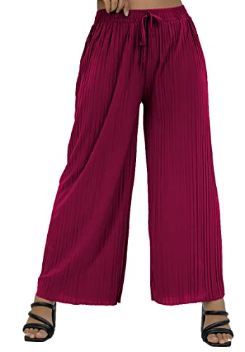 Van Der Rich ® - Palazzo Hose mit Elastischem Bund - Damen (Bordeaux, One Size) von Van Der Rich