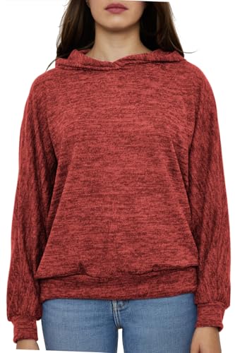 Van Der Rich ® - Pullover im Oversize-Stil, Einfarbig, mit Haube- Damen (Rot Uni, L-XL) von Van Der Rich