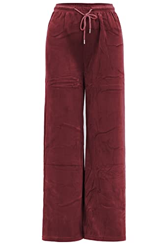 Van Der Rich ® - Samthose High Waist für Herbst Winter Frühling - Damen (Rot, S-M) von Van Der Rich