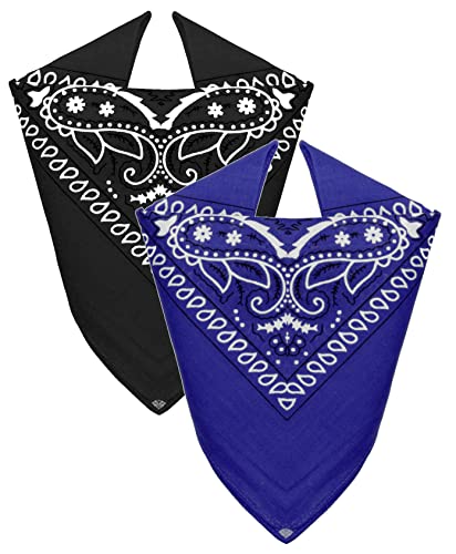 Van Der Rich ® - Set 2 Bandanas aus 100% Baumwolle Halstuch für Herren Damen (Schwarz-Elektrisch, One Size) von Van Der Rich