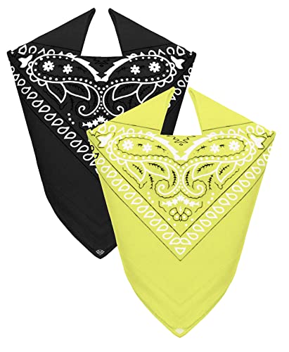 Van Der Rich ® - Set 2 Bandanas aus 100% Baumwolle Halstuch für Herren Damen (Schwarz-Gelb, One Size) von Van Der Rich