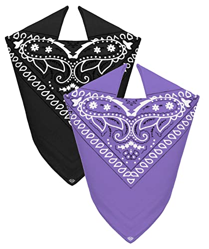 Van Der Rich ® - Set 2 Bandanas aus 100% Baumwolle Halstuch für Herren Damen (Schwarz-Lila, One Size) von Van Der Rich