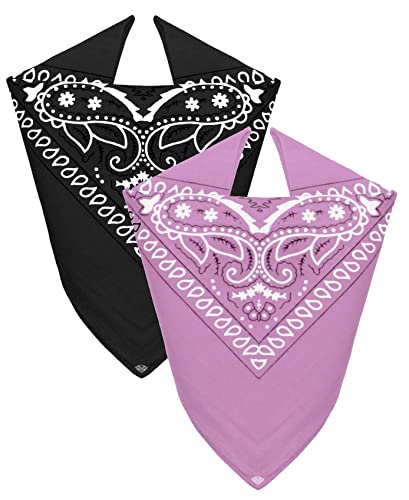 Van Der Rich ® - Set 2 Bandanas aus 100% Baumwolle Halstuch für Herren Damen (Schwarz-Rosa, One Size) von Van Der Rich