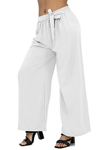 Van Der Rich ® - Sommerhose Ample Elegant Hohe Taille Lässige Palazzo Hose - Damen (Weiß, One Size) von Van Der Rich