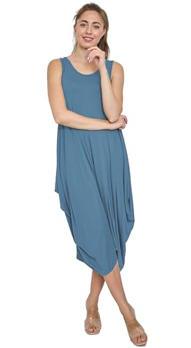 Van Der Rich ® - Sommerkleid Long Fledermaus-Stil - Damen (Denimblaue, One Size) von Van Der Rich