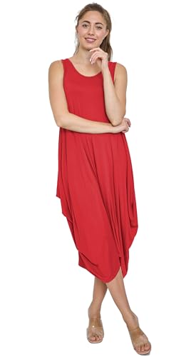 Van Der Rich ® - Sommerkleid Long Fledermaus-Stil - Damen (Rot, One Size) von Van Der Rich