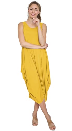 Van Der Rich ® - Sommerkleid Long Fledermaus-Stil - Damen (Senf, One Size) von Van Der Rich