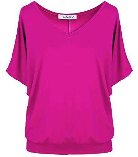 Van Der Rich ® - T-Shirt Kurzarm Oberteile - Damen (Fuchsia, L) von Van Der Rich