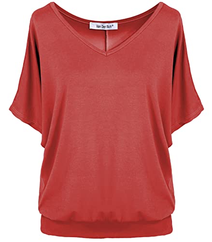 Van Der Rich ® - T-Shirt Kurzarm Oberteile - Damen (Rot, L) von Van Der Rich