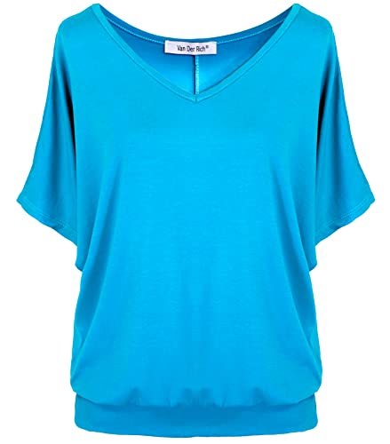 Van Der Rich ® - T-Shirt Kurzarm Oberteile - Damen (Türkis, L) von Van Der Rich