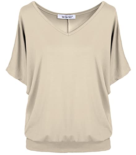 Van Der Rich ® - T-Shirt Kurzarm Oberteile - Damen (Beige, L) von Van Der Rich