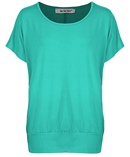 Van Der Rich ® - Tshirt Kurzam Rundhalsausschnitt Sommer- Damen (Aqua, XXL) von Van Der Rich