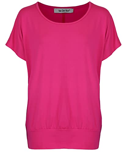 Van Der Rich ® - Tshirt Kurzam Rundhalsausschnitt Sommer- Damen (Fuchsia, XXL) von Van Der Rich